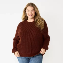 Plus Size Sonoma Goods For Life® Drop Shoulder Sweater -SONOMA Store 5585467 Brown