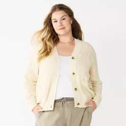 Plus Size Sonoma Goods For Life® Cropped Cardigan -SONOMA Store 5585627 Cream