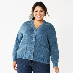 Plus Size Sonoma Goods For Life® Cropped Cardigan -SONOMA Store 5585627 Washed Blue