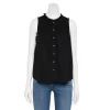 Women's Sonoma Goods For Life® Button-Front Ruffle Tank -SONOMA Store 5586080 Black