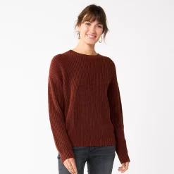 Petite Sonoma Goods For Life® Drop Shoulder Pullover Sweater -SONOMA Store 5587850 Brown