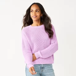 Petite Sonoma Goods For Life® Drop Shoulder Pullover Sweater -SONOMA Store 5587850 Lavendar