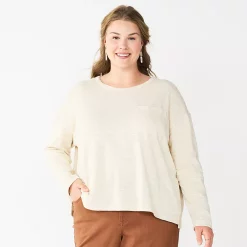 Plus Size Sonoma Goods For Life® Long Sleeve Pocket Tee -SONOMA Store 5590050 Cream