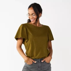 Women's Sonoma Goods For Life® Seamed Flutter Sleeve Top -SONOMA Store 5611922 Olive
