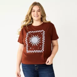 Plus Size Sonoma Goods For Life® Relaxed Graphic Tee -SONOMA Store 5611932 Brown Blue Sun