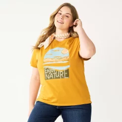 Plus Size Sonoma Goods For Life® Relaxed Graphic Tee -SONOMA Store 5611932 Gold Enjoy Nature