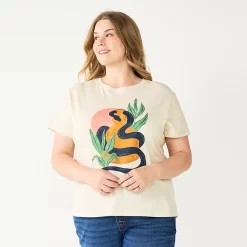 Plus Size Sonoma Goods For Life® Relaxed Graphic Tee -SONOMA Store 5611932 Ivory Snake