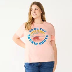 Plus Size Sonoma Goods For Life® Relaxed Graphic Tee -SONOMA Store 5611932 Pink Scenic Route