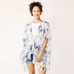 Women's Sonoma Goods For Life® Easy Tye Dye Tie Front Ruana -SONOMA Store 5614894 Blue