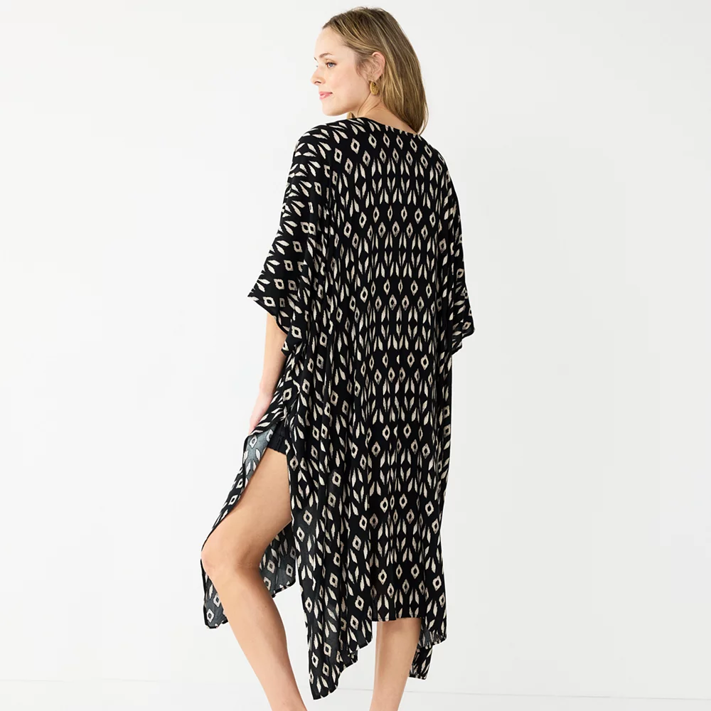 Women's Sonoma Goods For Life Ikat Burnout Long Tacked Ruana 4 Women's Sonoma Goods For Life Ikat Burnout Long Tacked Ruana - Image 2