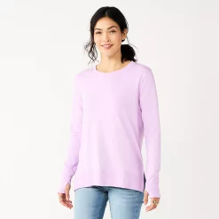 Women's Sonoma Goods For Life® Super Soft Solid Tunic Sweatshirt -SONOMA Store 5621644 Bright Light Purple
