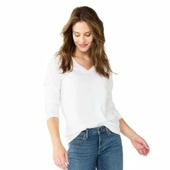 Women's Sonoma Goods For Life® Everyday V-Neck Long Sleeve Tee -SONOMA Store 5625801 White