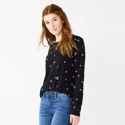 Women's Sonoma Goods For Life® Everyday Crewneck Long Sleeve Tee 51 Women's Sonoma Goods For Life® Everyday Crewneck Long Sleeve Tee -SONOMA Store 5625802 Black Scatter Floral