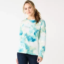 Women's Sonoma Goods For Life® Everyday Crewneck Long Sleeve Tee 37 Women's Sonoma Goods For Life® Everyday Crewneck Long Sleeve Tee -SONOMA Store 5625802 Blue Tie Dye