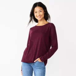 Women's Sonoma Goods For Life® Everyday Crewneck Long Sleeve Tee 58 Women's Sonoma Goods For Life® Everyday Crewneck Long Sleeve Tee -SONOMA Store 5625802 Dark Berry