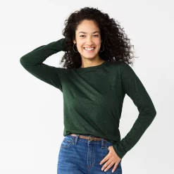 Women's Sonoma Goods For Life® Everyday Crewneck Long Sleeve Tee 39 Women's Sonoma Goods For Life® Everyday Crewneck Long Sleeve Tee -SONOMA Store 5625802 Dark Green Shine