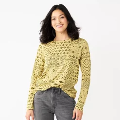 Women's Sonoma Goods For Life® Everyday Crewneck Long Sleeve Tee 52 Women's Sonoma Goods For Life® Everyday Crewneck Long Sleeve Tee -SONOMA Store 5625802 Green Patchwork