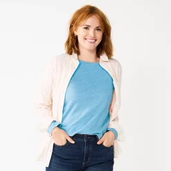 Women's Sonoma Goods For Life® Everyday Crewneck Long Sleeve Tee 50 Women's Sonoma Goods For Life® Everyday Crewneck Long Sleeve Tee -SONOMA Store 5625802 Light Blue Texture