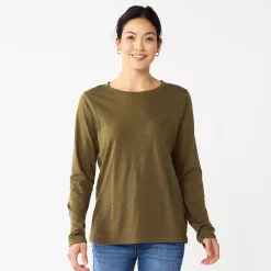 Women's Sonoma Goods For Life® Everyday Crewneck Long Sleeve Tee 46 Women's Sonoma Goods For Life® Everyday Crewneck Long Sleeve Tee -SONOMA Store 5625802 Olive