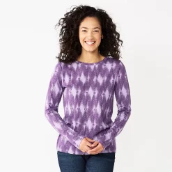 Women's Sonoma Goods For Life® Everyday Crewneck Long Sleeve Tee 57 Women's Sonoma Goods For Life® Everyday Crewneck Long Sleeve Tee -SONOMA Store 5625802 Purple Diamond Print