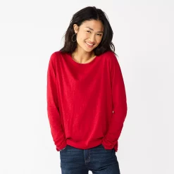 Women's Sonoma Goods For Life® Everyday Crewneck Long Sleeve Tee 59 Women's Sonoma Goods For Life® Everyday Crewneck Long Sleeve Tee -SONOMA Store 5625802 Red