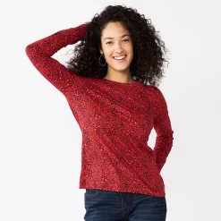 Women's Sonoma Goods For Life® Everyday Crewneck Long Sleeve Tee 38 Women's Sonoma Goods For Life® Everyday Crewneck Long Sleeve Tee -SONOMA Store 5625802 Red Multi Floral