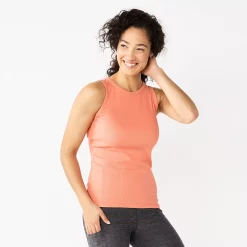 Women's Sonoma Goods For Life® Slim Fit High Neck Rib Tank -SONOMA Store 5651280 Coral