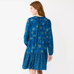 Women's Sonoma Goods For Life® Printed Long Sleeve Dress -SONOMA Store 5657674 ALT