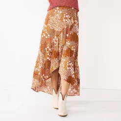 Women's Sonoma Goods For Life® Wrap Ruffle Maxi Skirt -SONOMA Store 5657677 Mauve Multi Floral