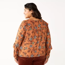 Plus Size Sonoma Goods For Life® Ruffle Peasant Top -SONOMA Store 5662063 ALT