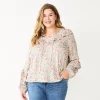 Plus Size Sonoma Goods For Life® Ruffle Peasant Top -SONOMA Store 5662063 White Multi Floral