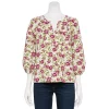 Petite Sonoma Goods For Life® Notchneck Sleeve Piecing Top 2 Petite Sonoma Goods For Life® Notchneck Sleeve Piecing Top -SONOMA Store 5664273 Cream Pink Floral