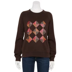 Women's Sonoma Goods For Life® Everyday Crewneck Sweatshirt -SONOMA Store 5664640 Brown Quilt Graphic