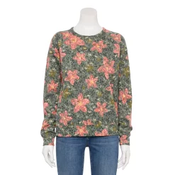 Women's Sonoma Goods For Life® Everyday Crewneck Sweatshirt -SONOMA Store 5664640 Gray Pink Floral