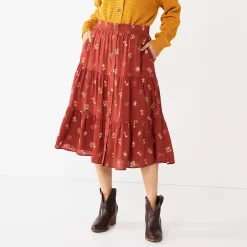 Women's Sonoma Goods For Life® Tiered Maxi Skirt -SONOMA Store 5664691 Mauve Floral