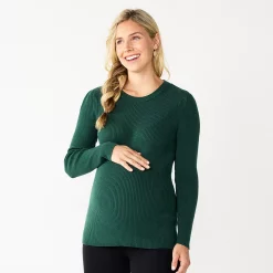 Maternity Sonoma Goods For Life® Fitted Puff Sleeve Sweater -SONOMA Store 5666269 Green