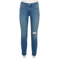 Women's Sonoma Goods For Life® Curvy High-Waisted Skinny Jeans -SONOMA Store 5670980 Destructed Blue Wash