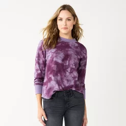 Women's Sonoma Goods For Life® Mockneck Waffle Top -SONOMA Store 5672315 Berry Tie Dye