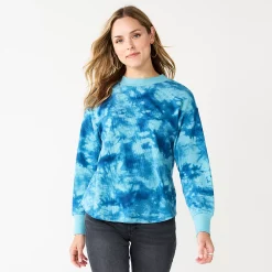 Women's Sonoma Goods For Life® Mockneck Waffle Top -SONOMA Store 5672315 Blue Tie Dye