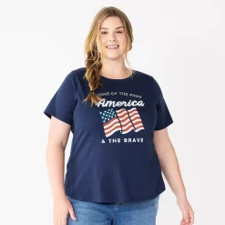Plus Size Sonoma Goods For Life® Crewneck Patriotic Graphic Tee -SONOMA Store 5672984 Navy Free Brave