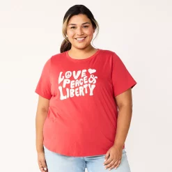 Plus Size Sonoma Goods For Life® Crewneck Patriotic Graphic Tee -SONOMA Store 5672984 Red Love Peace Liberty