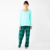 Petite Sonoma Goods For Life® Flannel Pajama Pants & Pajama Top Sleep Set 1 Petite Sonoma Goods For Life® Flannel Pajama Pants & Pajama Top Sleep Set -SONOMA Store 5675636 Green Cuddle Pld