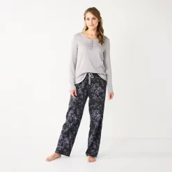 Women's Sonoma Goods For Life® Flannel Pajama Pants & Pajama Top Sleep Set -SONOMA Store 5677709 Lilac Star Field
