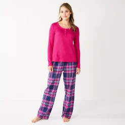 Women's Sonoma Goods For Life® Flannel Pajama Pants & Pajama Top Sleep Set -SONOMA Store 5677709 Navy Forest Plaid