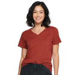 Women's Tall Sonoma Goods For Life® Everyday V-Neck Tee -SONOMA Store 5686285 Burgandy Rust