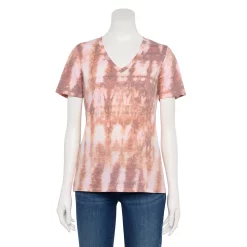 Women's Tall Sonoma Goods For Life® Everyday V-Neck Tee -SONOMA Store 5686285 Purple Peach Tie Dye