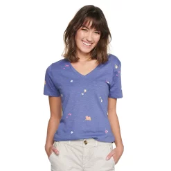 Women's Tall Sonoma Goods For Life® Everyday V-Neck Tee -SONOMA Store 5686285 Purple Spaced Floral