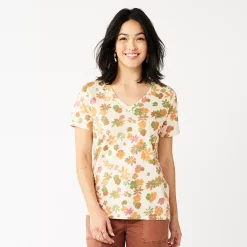 Women's Tall Sonoma Goods For Life® Everyday V-Neck Tee -SONOMA Store 5686285 Retro Floral