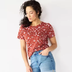 Women's Tall Sonoma Goods For Life® Essential Crewneck Tee 61 Women's Tall Sonoma Goods For Life® Essential Crewneck Tee -SONOMA Store 5686288 Rust Sun Trees