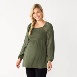 Maternity Sonoma Goods For Life® Smocked Bodice Empire Top -SONOMA Store 5686595 Green